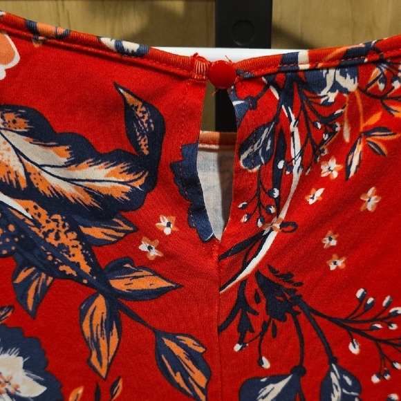 (J51) Womans Sz XL, New York & Company Red and Blue Floral Dress - Picture 5 of 8